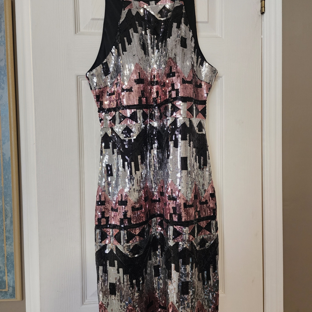 My Michelle Black and Silver Sequin Backless Dress